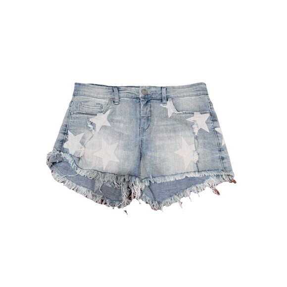 SL8 Denim Shorts Women's Size 28 Stars Raw Hem Distressed Edgy Summer Beach - Picture 1 of 5